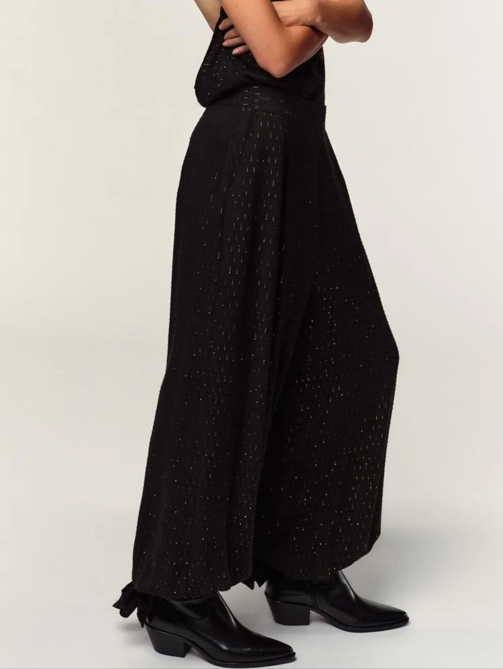 Zara Balloon Pants Sequin Sparkle Black Size S